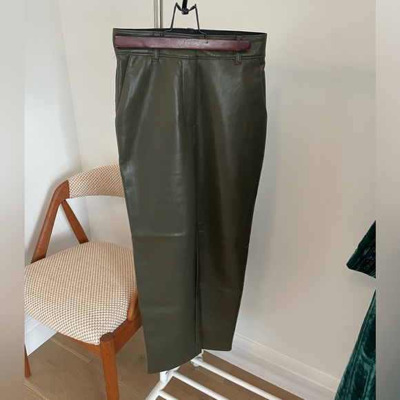 Babaton green faux leather trousers - Picture 1 of 3